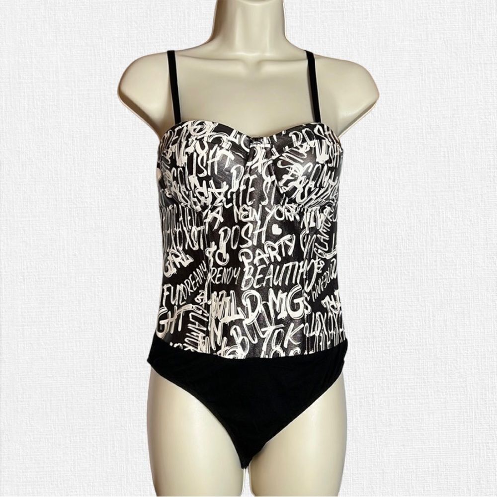 NWT Say What? Faux Leather Bustier Posh Party Body Suit Size M